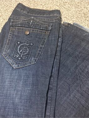 GUESS Men's Jeans Size 38x33 Blue Dark Wash Wide-Leg Denim
